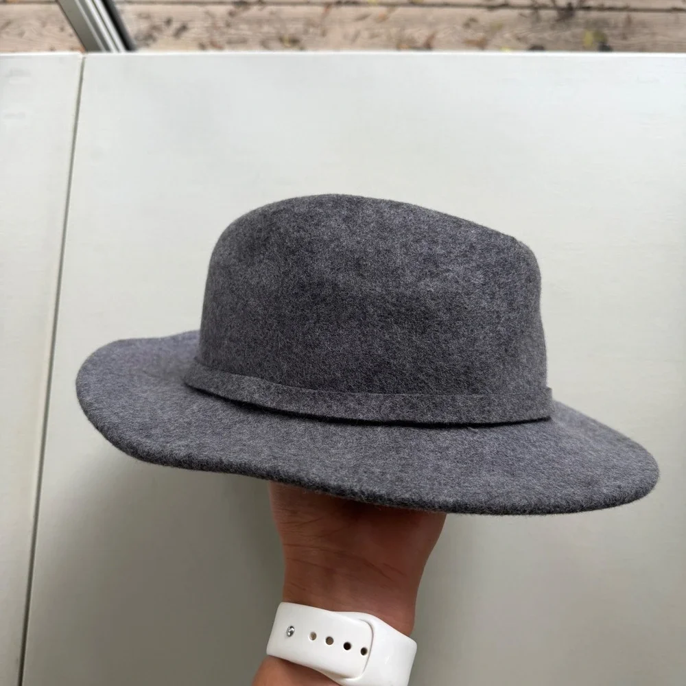 Levi's Men's L/XL Charcoal Gray 100% Wool Felt Fedora Hat Wide Brim Classic RNDI